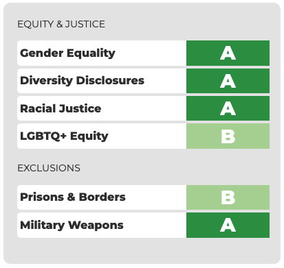Example of a Social Justice Funds report card